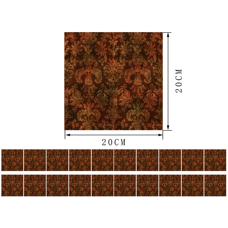 Retro Damask Pattern Wallpaper Panels Red Brown Self Sticking Wall Decor for Bedroom Clearhalo 'Vintage wall decor' 'Vintage' 'Wallpaper' Wall Decor' 1501313