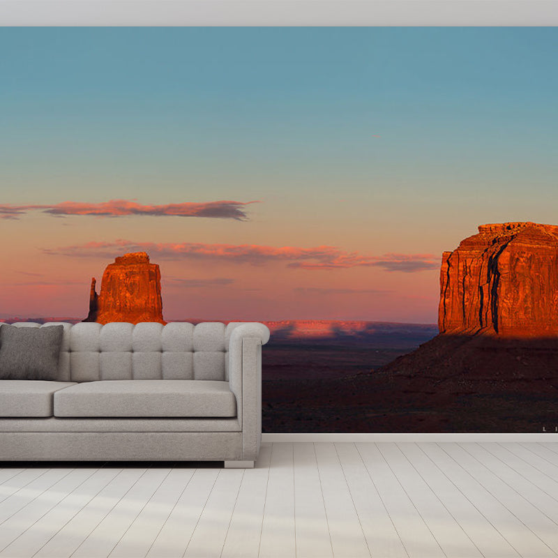 Photography Mountain Valley Mural for Accent Wall, Red-Blue, Personalized Size Available Clearhalo 'Wall Decor' 'Wall Mural' 1501611