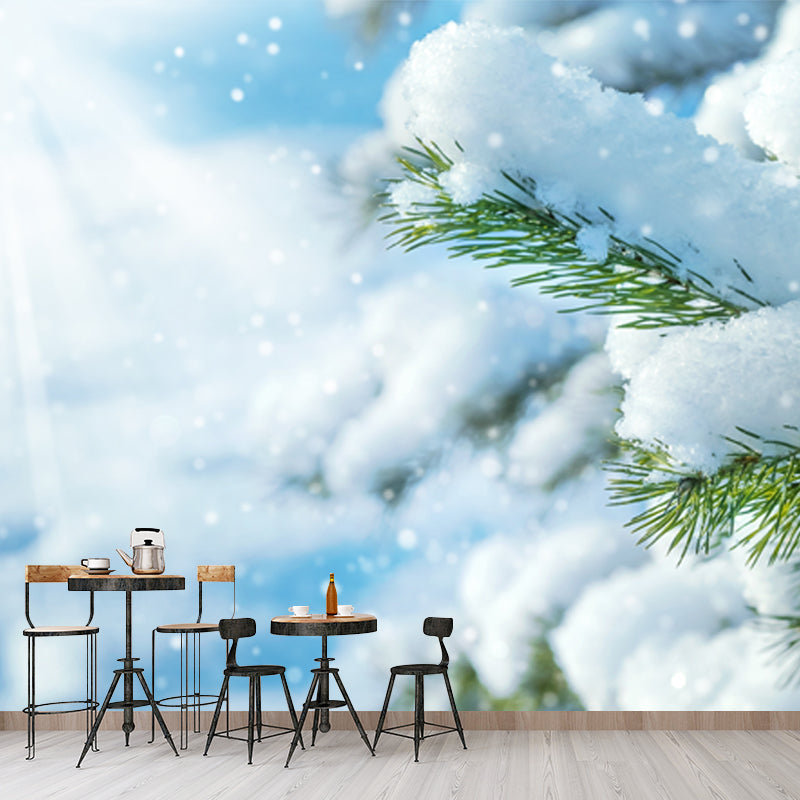 Photography Winter Rime Wall Mural Large Wall Art for Living Room, Custom Size Available Clearhalo 'Wall Decor' 'Wall Mural' 1502131