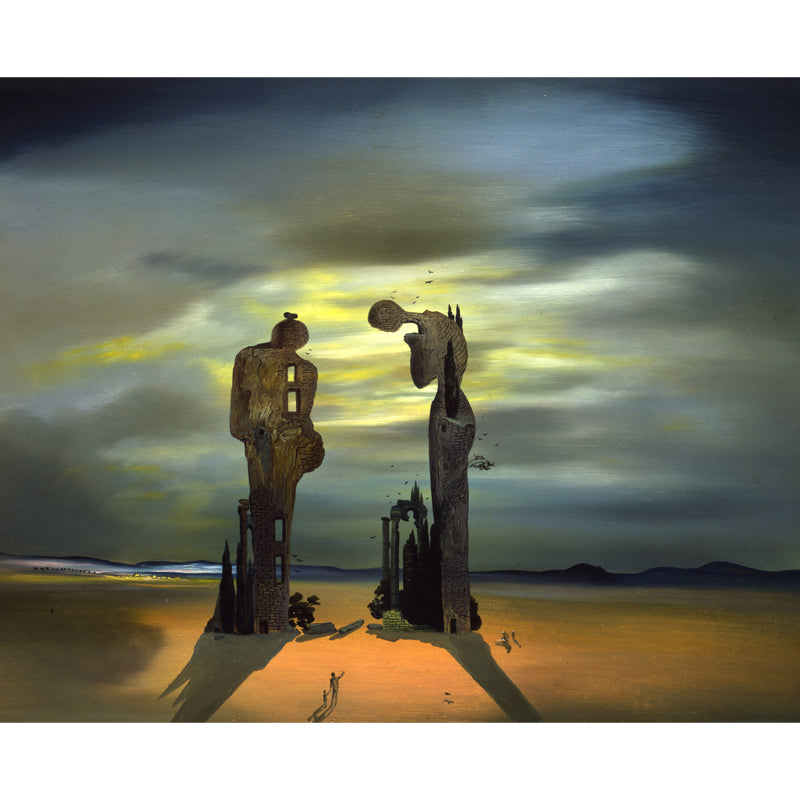 Large Surrealism Wallpaper Mural Brown Archeological Reminiscence Millets Angelus Wall Covering, Custom Size Clearhalo 'Wall Decor' 'Wall Mural' 1502571