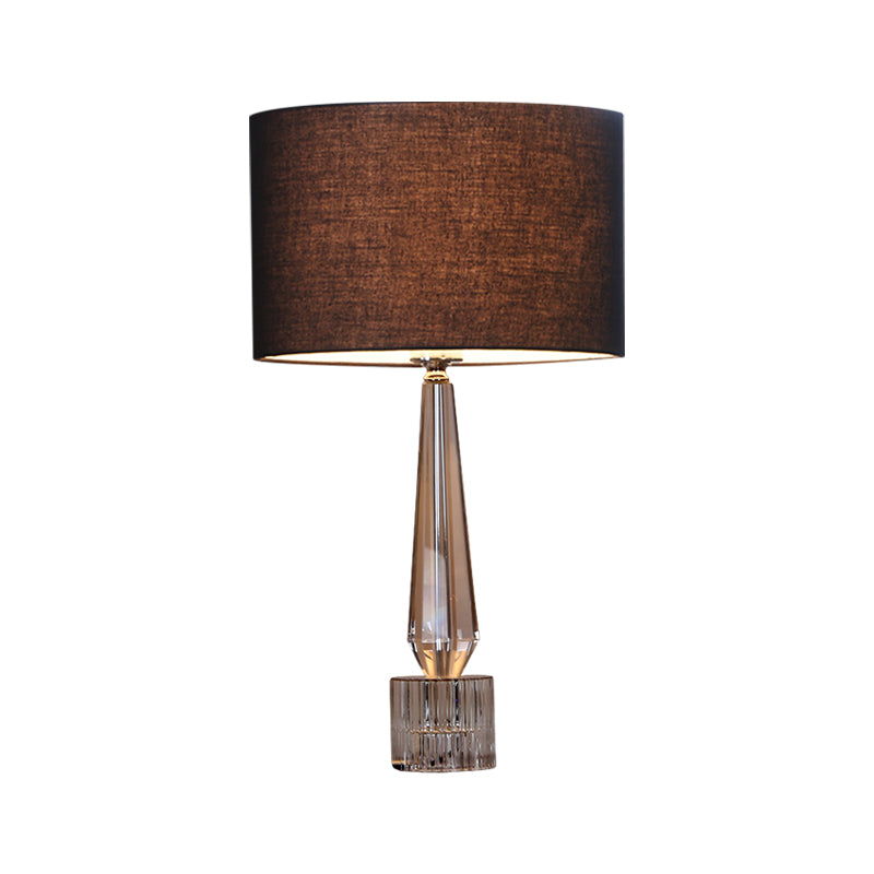 1 Head Shaded Night Table Lamp Traditional Spear Clear Crystal Table Light in Flaxen/White/Black for Living Room Clearhalo 'Lamps' 'Table Lamps' Lighting' 1503339