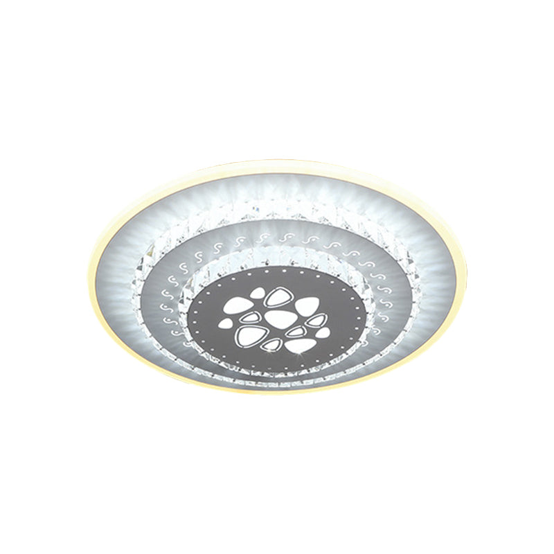 LED Light Fixture Modern Circular Clear Crystal Blocks Flush Mount with Rhombus/Cobble/Loving Heart Pattern in White/Warm Light Clearhalo 'Ceiling Lights' 'Close To Ceiling Lights' 'Close to ceiling' 'Flush mount' Lighting' 1503646