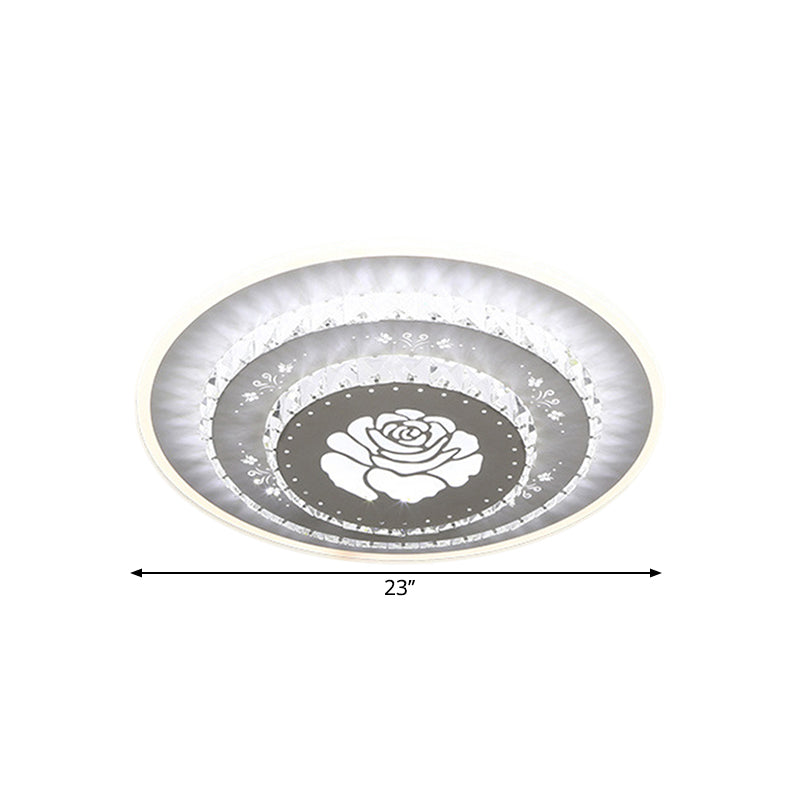 LED Light Fixture Modern Circular Clear Crystal Blocks Flush Mount with Rhombus/Cobble/Loving Heart Pattern in White/Warm Light Clearhalo 'Ceiling Lights' 'Close To Ceiling Lights' 'Close to ceiling' 'Flush mount' Lighting' 1503652