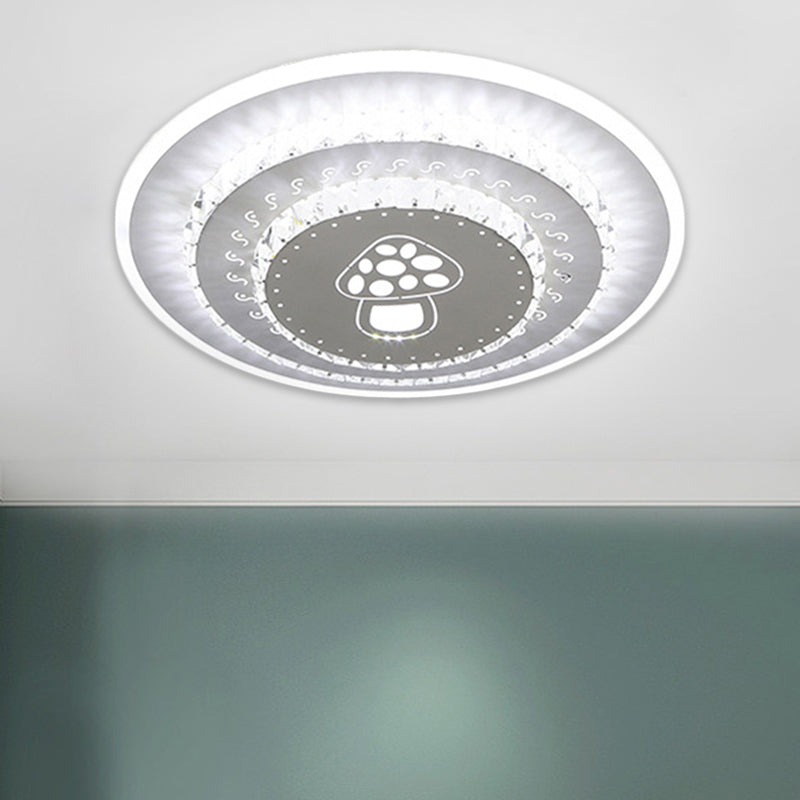 LED Light Fixture Modern Circular Clear Crystal Blocks Flush Mount with Rhombus/Cobble/Loving Heart Pattern in White/Warm Light Clearhalo 'Ceiling Lights' 'Close To Ceiling Lights' 'Close to ceiling' 'Flush mount' Lighting' 1503660
