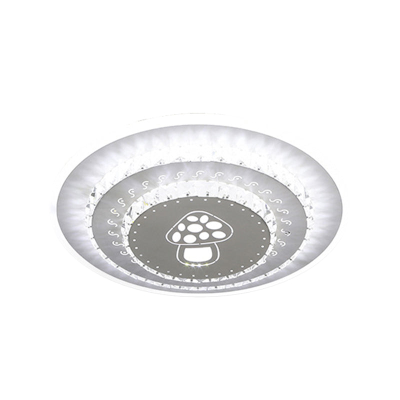 LED Light Fixture Modern Circular Clear Crystal Blocks Flush Mount with Rhombus/Cobble/Loving Heart Pattern in White/Warm Light Clearhalo 'Ceiling Lights' 'Close To Ceiling Lights' 'Close to ceiling' 'Flush mount' Lighting' 1503661