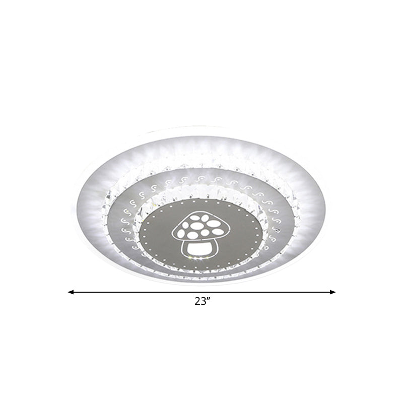 LED Light Fixture Modern Circular Clear Crystal Blocks Flush Mount with Rhombus/Cobble/Loving Heart Pattern in White/Warm Light Clearhalo 'Ceiling Lights' 'Close To Ceiling Lights' 'Close to ceiling' 'Flush mount' Lighting' 1503662