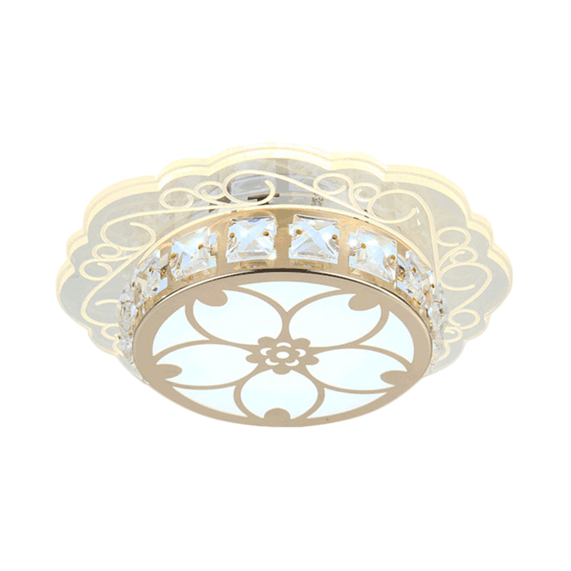 Cherry Blossom/Spiral Porch Flush Mount Light Modern Clear Crystal Gold Finish LED Ceiling Lamp in Multi Color/White/Warm Light Clearhalo 'Ceiling Lights' 'Close To Ceiling Lights' 'Close to ceiling' 'Flush mount' Lighting' 1503665