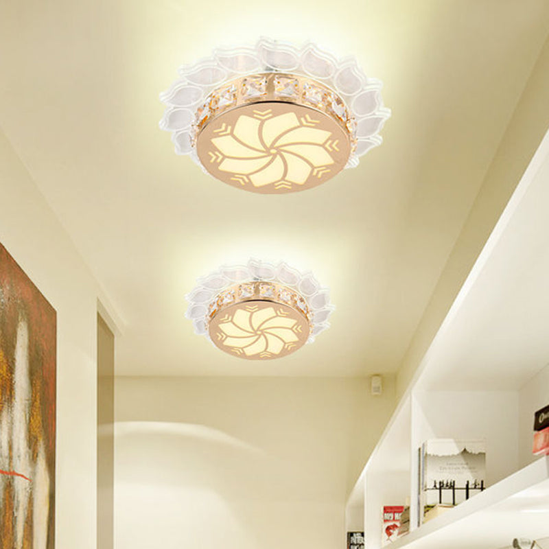 Cherry Blossom/Spiral Porch Flush Mount Light Modern Clear Crystal Gold Finish LED Ceiling Lamp in Multi Color/White/Warm Light Gold B Clearhalo 'Ceiling Lights' 'Close To Ceiling Lights' 'Close to ceiling' 'Flush mount' Lighting' 1503667
