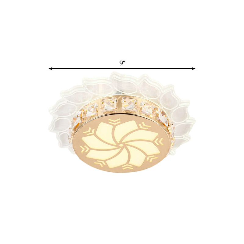 Cherry Blossom/Spiral Porch Flush Mount Light Modern Clear Crystal Gold Finish LED Ceiling Lamp in Multi Color/White/Warm Light Clearhalo 'Ceiling Lights' 'Close To Ceiling Lights' 'Close to ceiling' 'Flush mount' Lighting' 1503671