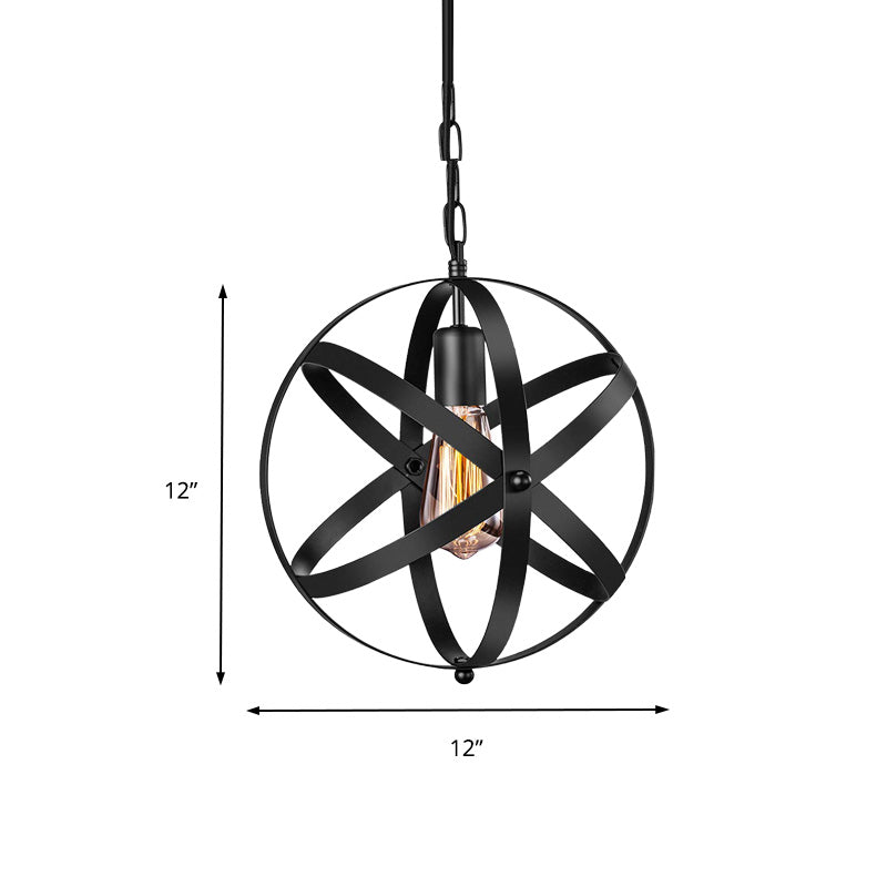 One Light Strap Globe Pendant Lighting Industrial Black Metal Hanging Ceiling Light with/without Crystal Ball Clearhalo 'Art Deco Pendants' 'Black' 'Cast Iron' 'Ceiling Lights' 'Ceramic' 'Crystal' 'Industrial Pendants' 'Industrial' 'Metal' 'Middle Century Pendants' 'Pendant Lights' 'Pendants' 'Rustic Pendants' 'Tiffany' Lighting' 150398