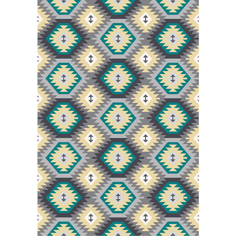 Tribal Gabbeh Abstract Rug Diamond Geometric Carpet Polyester Washable Non-Slip Stain Resistant Area Rug for Bedroom Clearhalo 'Area Rug' 'Rugs' 'Southwestern' Rug' 1504046