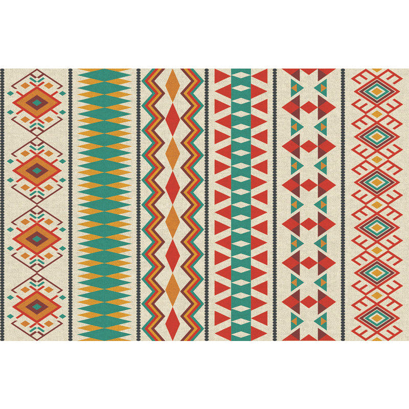 Indian Tribal Orange and Green Rug Striped Geometric Area Rug Fabri Pet Friendly Stain Resistant Indoor Floor Rug Clearhalo 'Area Rug' 'Rugs' 'Southwestern' Rug' 1504243