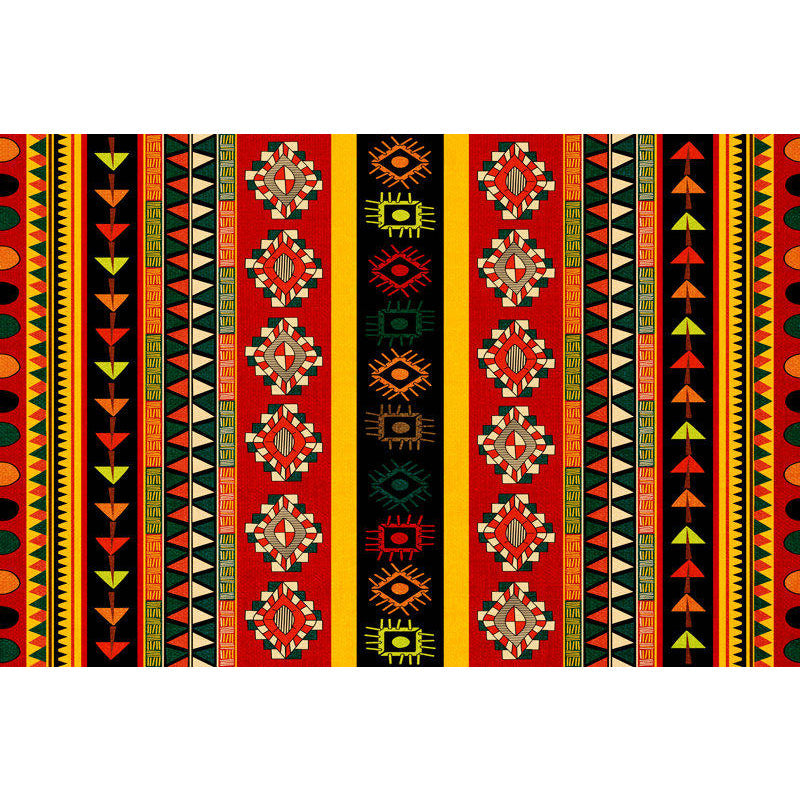 Dark Red Americana Tribal Rug Striped Geometric Polyester Pet Friendly Stain Resistant Area Rug for Accent Area Clearhalo 'Area Rug' 'Rugs' 'Southwestern' Rug' 1504278