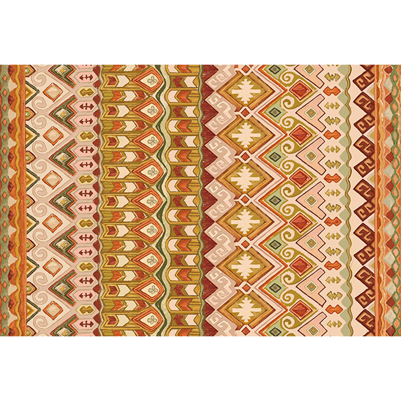 Orange Americana Indoor Rug Striped Indian Tribal Graphic Floor Covering with feathery headdress Synthetic Non-Slip Backing Rug Clearhalo 'Area Rug' 'Rugs' 'Southwestern' Rug' 1504372