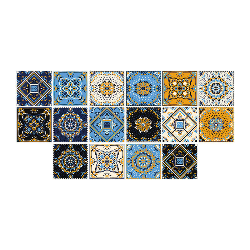 Colorful Flowers Stick Wallpapers Removable Boho Kitchen Wall Decoration (16 Pieces) Clearhalo 'Wall Decor' 'Wallpaper' 1504449