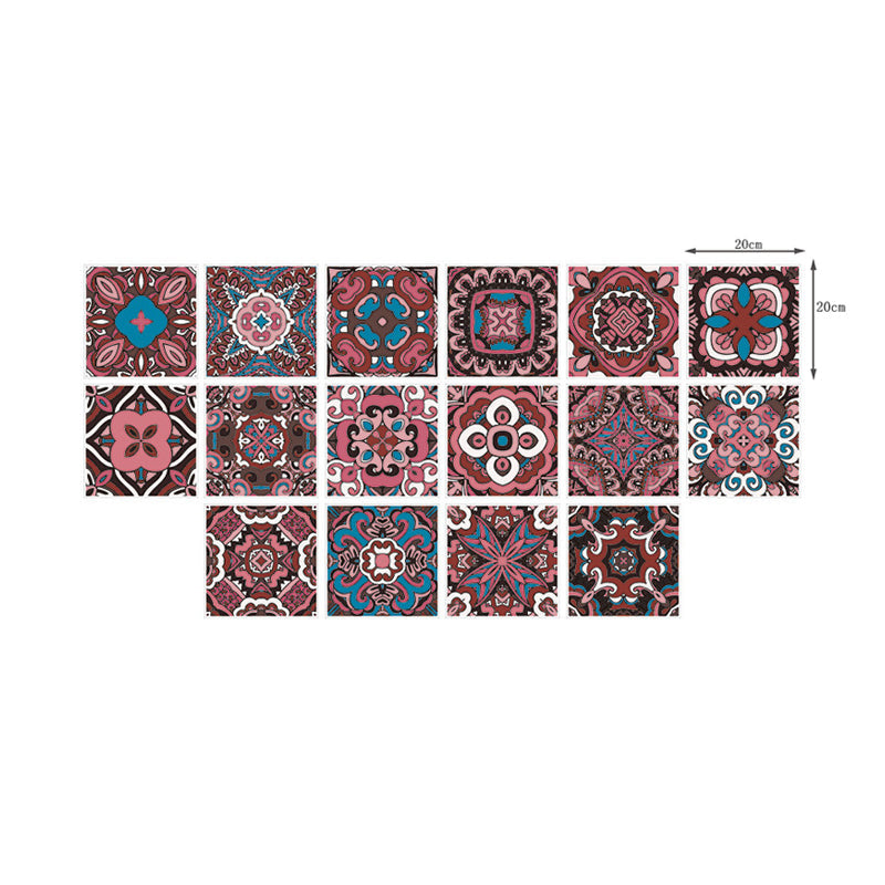 PVC Self Adhesive Wallpapers Boho-Chic Floral Printed Wall Art in Dark Color, 6.9-sq ft Clearhalo 'Wall Decor' 'Wallpaper' 1504460