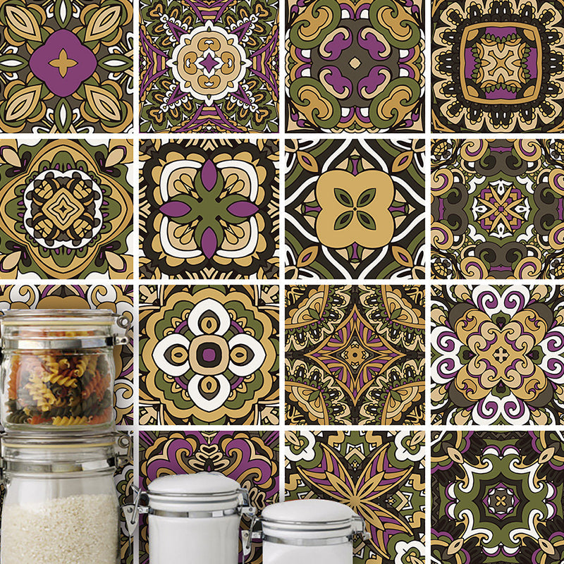 PVC Self Adhesive Wallpapers Boho-Chic Floral Printed Wall Art in Dark Color, 6.9-sq ft Brown Clearhalo 'Wall Decor' 'Wallpaper' 1504461