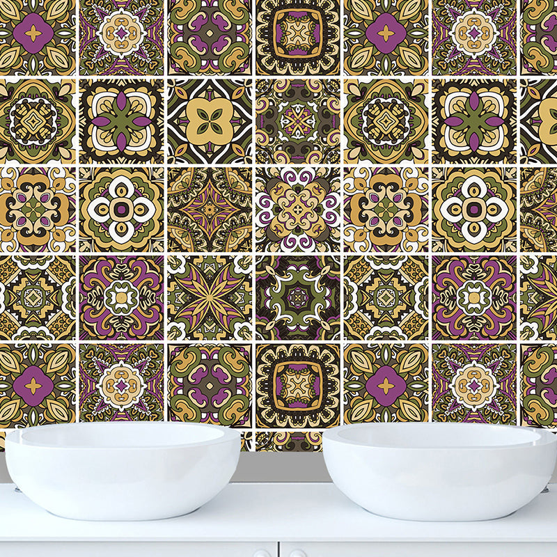 PVC Self Adhesive Wallpapers Boho-Chic Floral Printed Wall Art in Dark Color, 6.9-sq ft Clearhalo 'Wall Decor' 'Wallpaper' 1504462