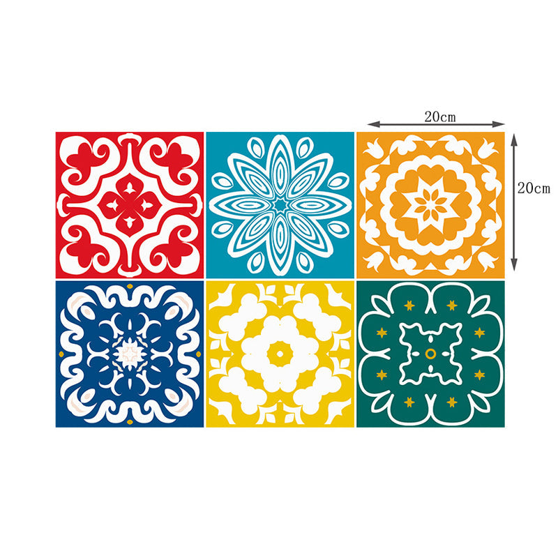 Boho Blossoming Flower Wallpaper Panels Red-Yellow Temporary Wall Art for Living Room Clearhalo 'Wall Decor' 'Wallpaper' 1504565