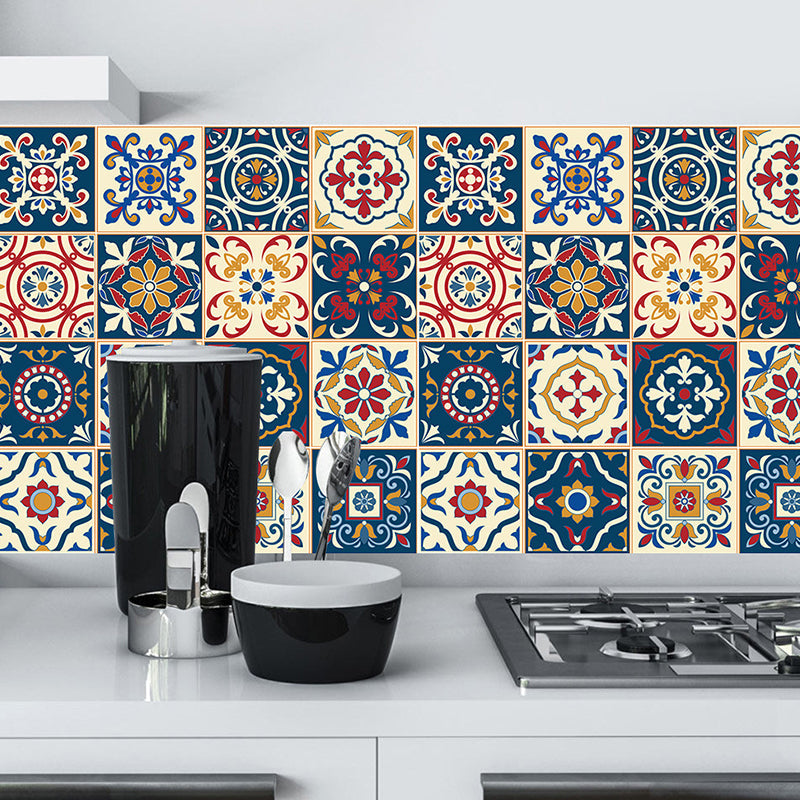 Self-Adhesive Flower Wallpaper Panels Bohemian Style PVC Wall Covering, 8' L x 8" W Clearhalo 'Wall Decor' 'Wallpaper' 1504627