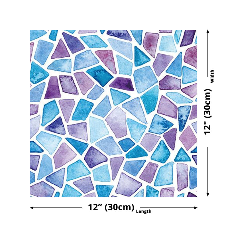 Modern Pebble Tiles Effect Wallpaper Panel Blue-Purple Peel Wall Decor for Bathroom Clearhalo 'Wall Decor' 'Wallpaper' 1504730