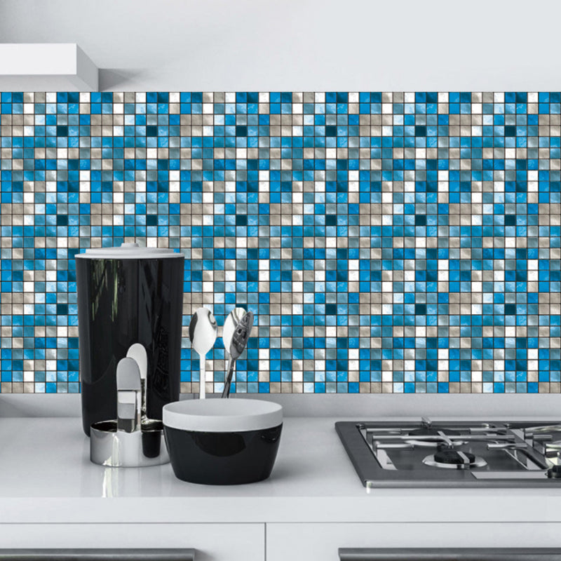 Modern Mosaics Tile Wallpaper Panels Multicolored Peel and Paste Wall Art for Bathroom (10 Pcs) Blue Clearhalo 'Wall Decor' 'Wallpaper' 1505023
