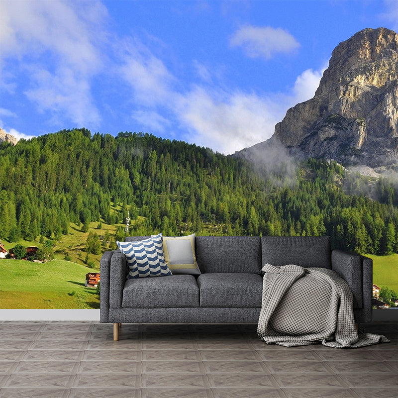Picturesque Landscape Wall Paper Mural for Home Village at Mountain Foot Wall Decor, Optional Size Clearhalo 'Wall Decor' 'Wall Mural' 1505444