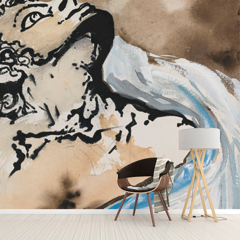 Illustration Dali Warrior Drawing Mural Full-Size Wall Art for Living Room, Custom Print Clearhalo 'Wall Decor' 'Wall Mural' 1505709
