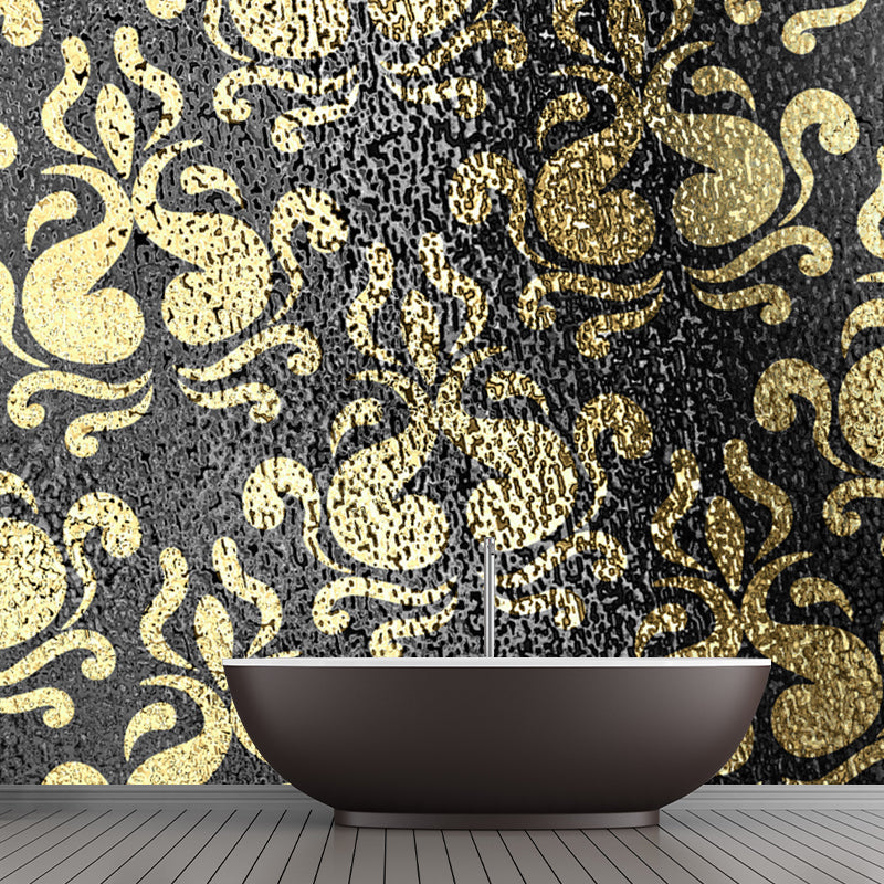 Foil Damask Print Mural Decal Retro Style Semi-Gloss Wall Decoration for Living Room Clearhalo 'Wall Decor' 'Wall Mural' 1505885