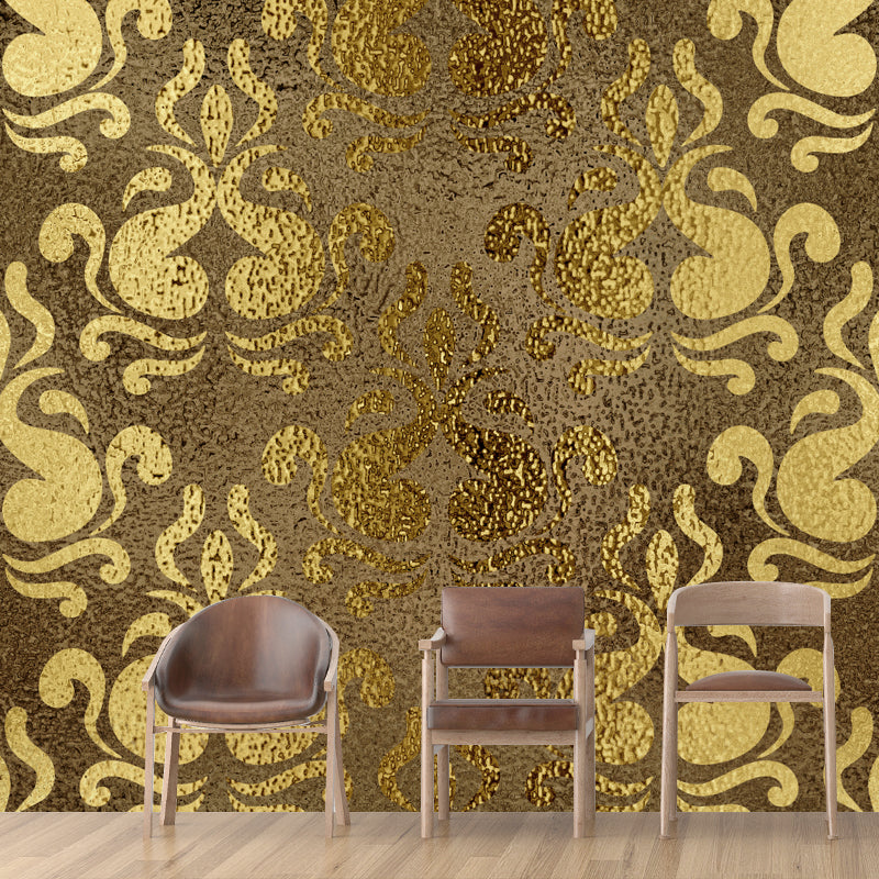 Foil Damask Print Mural Decal Retro Style Semi-Gloss Wall Decoration for Living Room Clearhalo 'Wall Decor' 'Wall Mural' 1505890