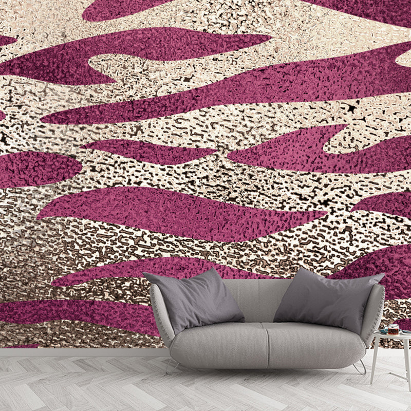 Contemporary Foil Wall Paper Mural for Home Personalized Wall Covering in Bright Color Rose Red Clearhalo 'Wall Decor' 'Wall Mural' 1506053