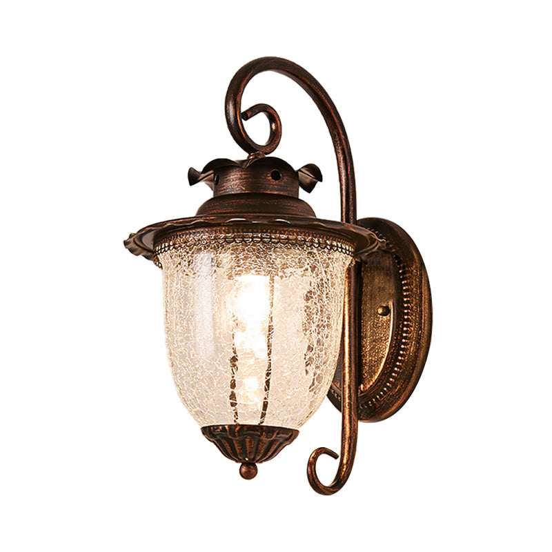 1 Light Pressed Ribbed Glass Wall Sconce Light Industrial Black Lantern Bedroom Lighting Fixture in Weathered Copper Clearhalo 'Art deco wall lights' 'Cast Iron' 'Glass' 'Industrial wall lights' 'Industrial' 'Middle century wall lights' 'Modern' 'Rustic wall lights' 'Tiffany' 'Traditional wall lights' 'Wall Lamps & Sconces' 'Wall Lights' Lighting' 150719