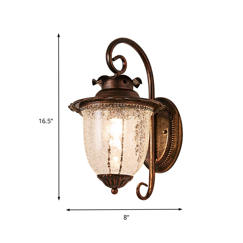 1 Light Pressed Ribbed Glass Wall Sconce Light Industrial Black Lantern Bedroom Lighting Fixture in Weathered Copper Clearhalo 'Art deco wall lights' 'Cast Iron' 'Glass' 'Industrial wall lights' 'Industrial' 'Middle century wall lights' 'Modern' 'Rustic wall lights' 'Tiffany' 'Traditional wall lights' 'Wall Lamps & Sconces' 'Wall Lights' Lighting' 150720