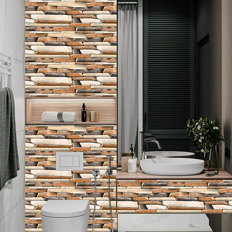 12 Pcs Brick Effect Wallpaper Panels Self Sticking Industrial Kitchen Wall Art, 8' x 4" Clearhalo 'Industrial wall decor' 'Industrial' 'Wallpaper' Wall Decor' 1507493