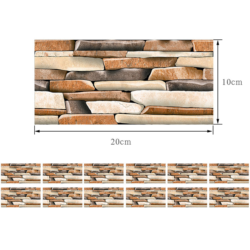 12 Pcs Brick Effect Wallpaper Panels Self Sticking Industrial Kitchen Wall Art, 8' x 4" Clearhalo 'Industrial wall decor' 'Industrial' 'Wallpaper' Wall Decor' 1507496