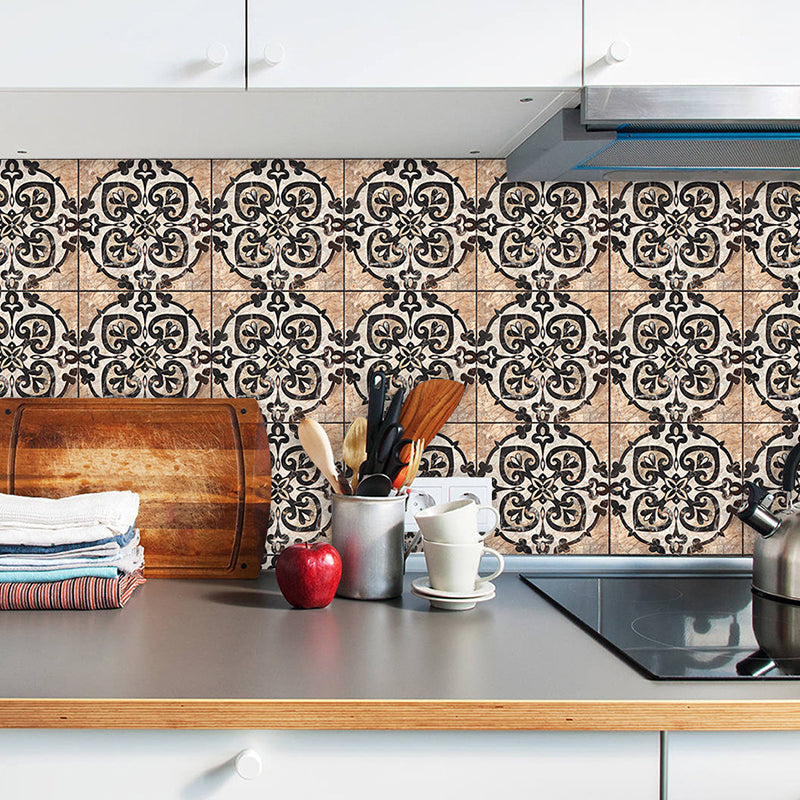 Ace of Hearts Tile Wallpaper Panel 10 Pieces Vintage PVC Wall Covering, Pick Up Sticks Dark Brown Clearhalo 'Vintage wall decor' 'Vintage' 'Wallpaper' Wall Decor' 1507609