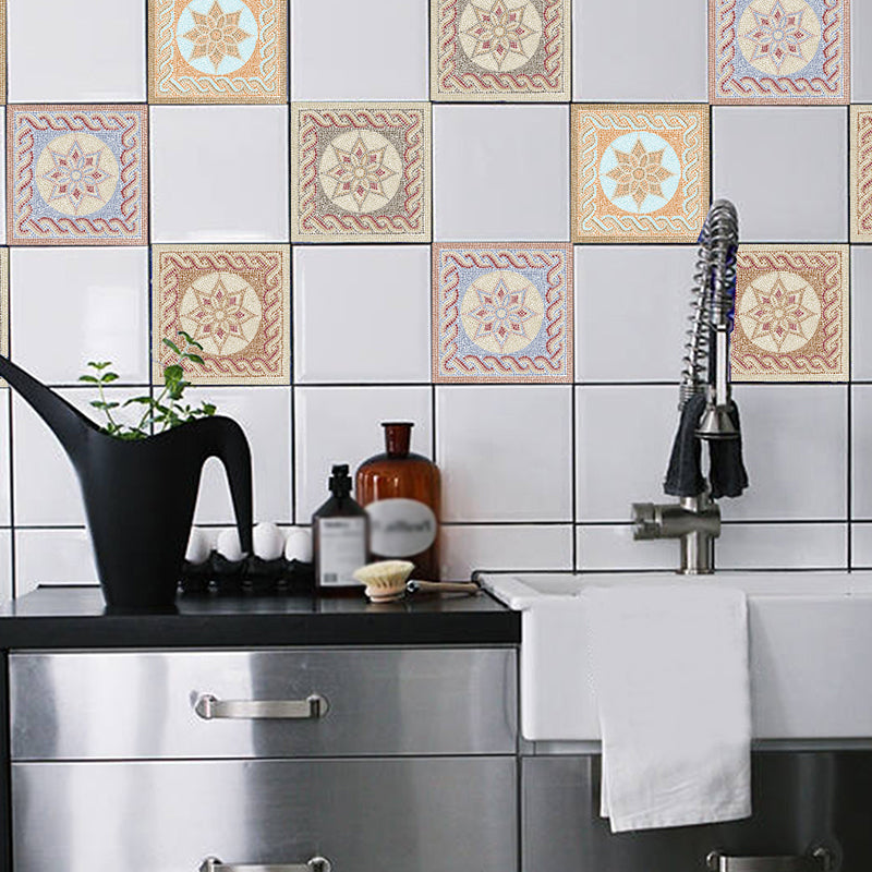 Mandala Peel and Stick Wallpapers 10 Pcs Yellow Vintage Wall Covering for Kitchen Clearhalo 'Vintage wall decor' 'Vintage' 'Wallpaper' Wall Decor' 1507630