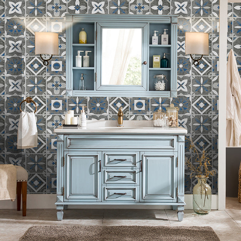 12 Pcs Floral Pattern Wallpaper Panels Grey PVC Wall Decor, Peel and Paste, 2.6-sq ft Clearhalo 'Vintage wall decor' 'Vintage' 'Wallpaper' Wall Decor' 1507640