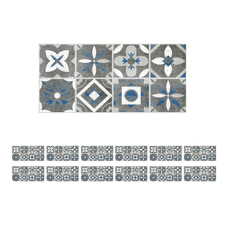 12 Pcs Floral Pattern Wallpaper Panels Grey PVC Wall Decor, Peel and Paste, 2.6-sq ft Clearhalo 'Vintage wall decor' 'Vintage' 'Wallpaper' Wall Decor' 1507641