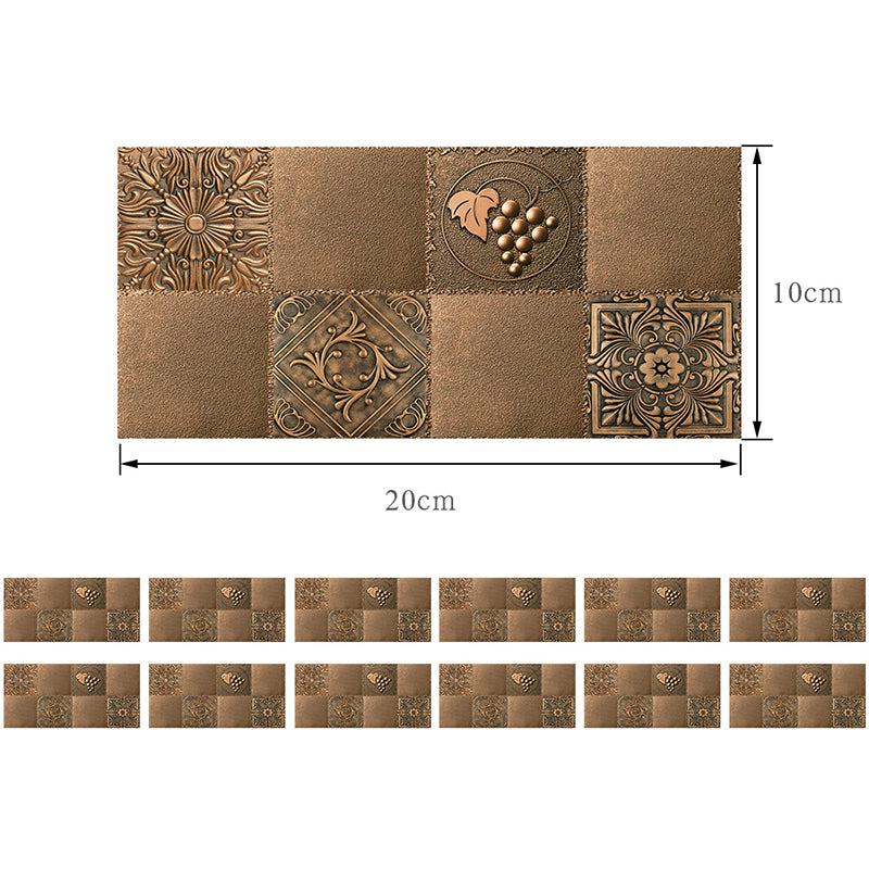 Mosaic Tile Medallion Wallpaper Panels Retro Smooth Adhesive Wall Art in Dark Brown (12 Pcs) Clearhalo 'Vintage wall decor' 'Vintage' 'Wallpaper' Wall Decor' 1507666