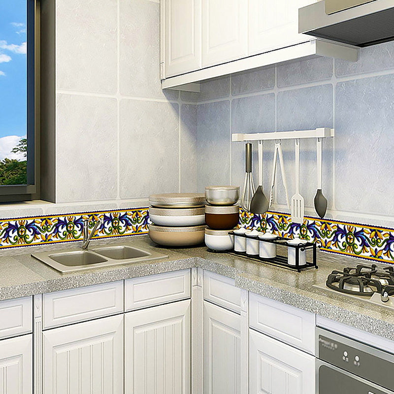 Vintage Scroll Flower Wallpaper Borders Yellow Peel and Paste Wall Art for Home, 2 Pieces Clearhalo 'Vintage wall decor' 'Vintage' 'Wallpaper' Wall Decor' 1507746