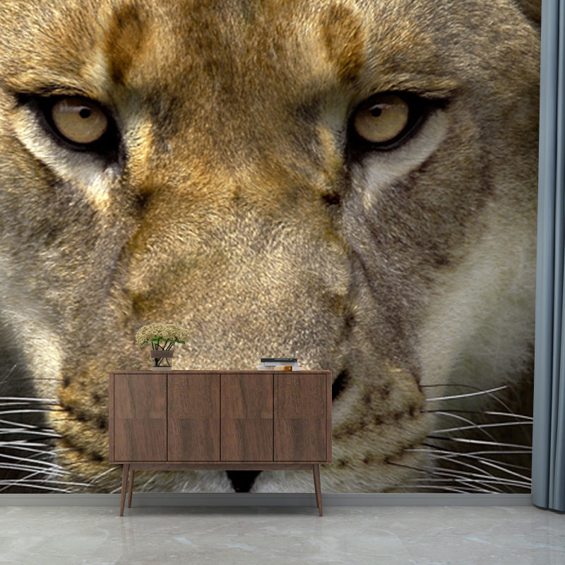 Photography Lion Head Mural Decal Huge Wall Covering for Living Room, Custom Made Clearhalo 'Wall Decor' 'Wall Mural' 1508302