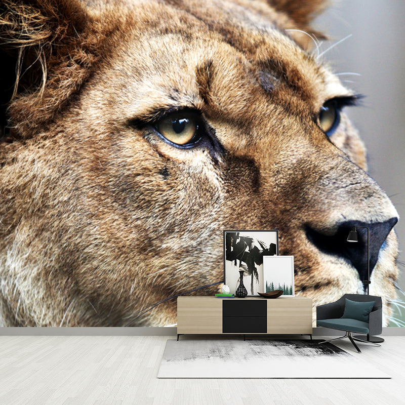 Photography Lion Side Face Mural Whole Wall Covering for Bedroom, Personalized Size Clearhalo 'Wall Decor' 'Wall Mural' 1508316