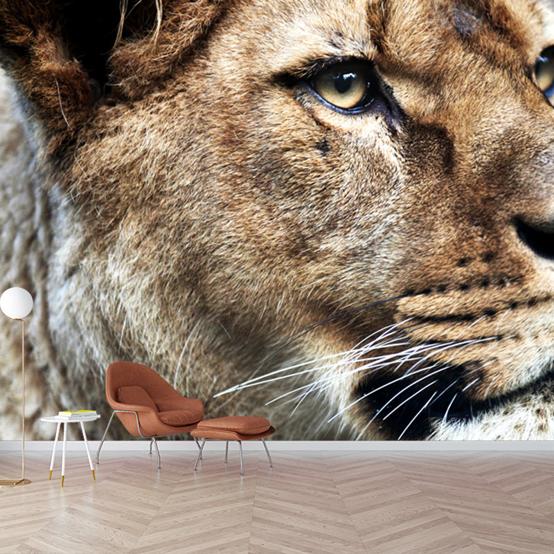 Photography Lion Side Face Mural Whole Wall Covering for Bedroom, Personalized Size Clearhalo 'Wall Decor' 'Wall Mural' 1508317