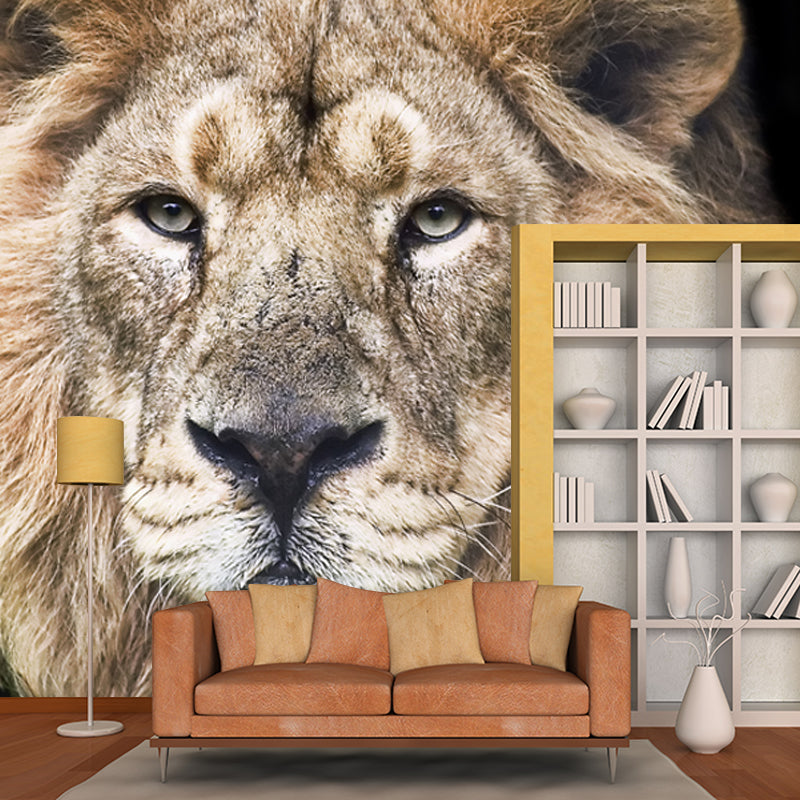 Moisture Resistant Lion Head Mural Personalized Modern Wall Decor for Living Room Clearhalo 'Wall Decor' 'Wall Mural' 1508552