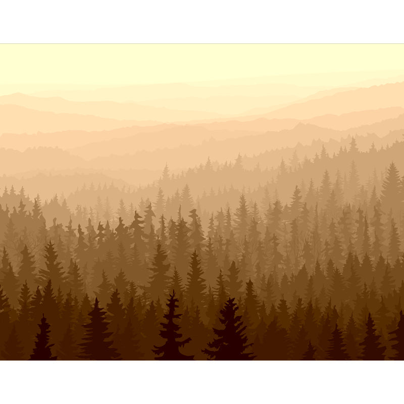 Modern Misty Forest Wallpaper Mural Beige Stain Resistant Wall Decor for Living Room Clearhalo 'Wall Decor' 'Wall Mural' 1508623
