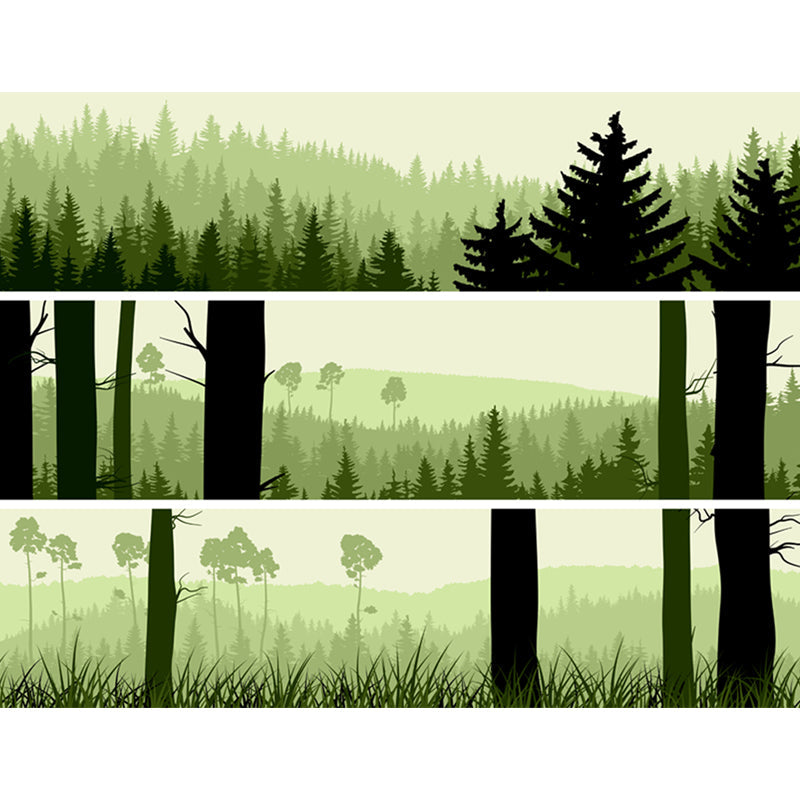Illustration Forest Mural Wallpaper Large Wall Decoration for Bedroom, Custom-Print Clearhalo 'Wall Decor' 'Wall Mural' 1508638