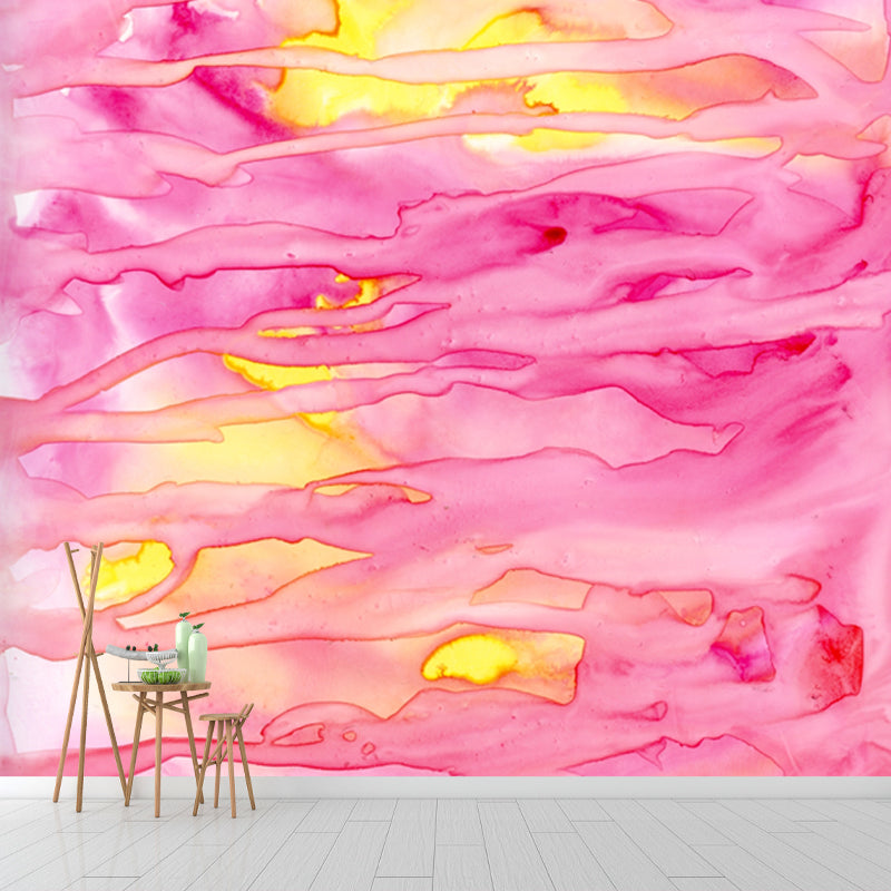 Pink Modern Art Mural Decal Big Moon Reflection on Water Wall Covering for Accent Wall Pink Clearhalo 'Wall Decor' 'Wall Mural' 1508775