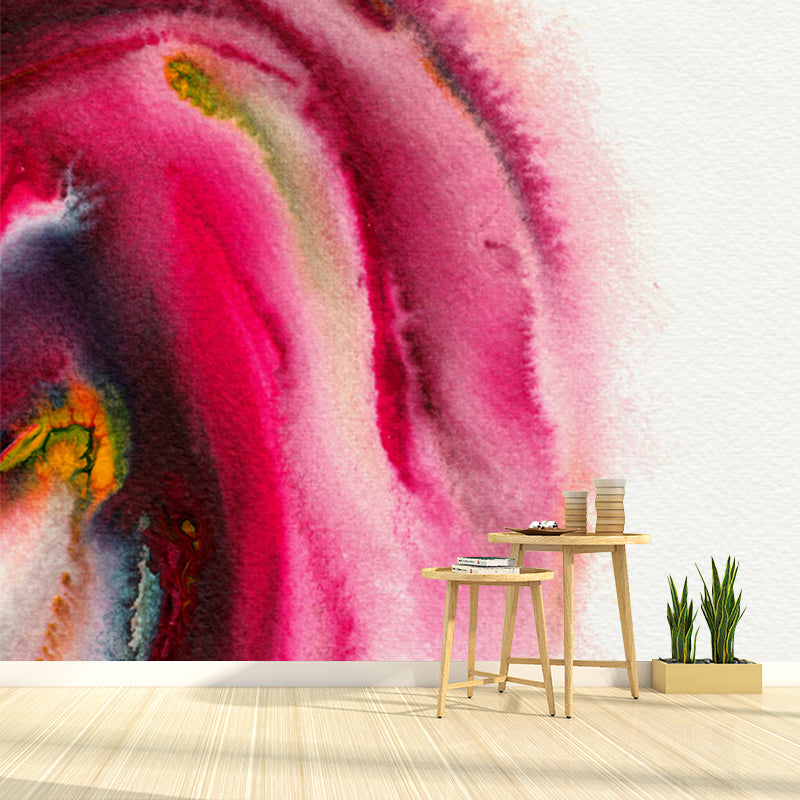 Large Abstract Wall Paper Mural in Pink Non-Woven Fabric Wall Decor, Waterproof, Custom Made Clearhalo 'Wall Decor' 'Wall Mural' 1508786