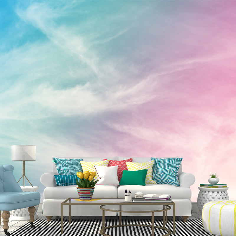 Pink Sky Painting Wall Mural Decal Moisture-Resistant Wall Covering for Living Room Clearhalo 'Wall Decor' 'Wall Mural' 1508901